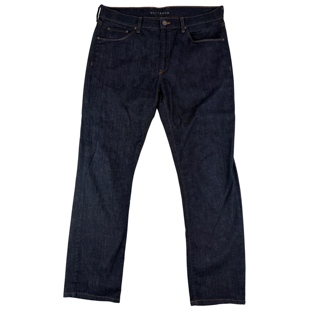 Mott & Bow Slim Jeans Mens 36x30 Dark Indigo Mosco Resin Stretch Denim